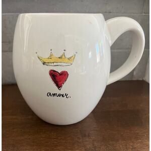 Rare AMOUR Coffee Mug Tea Cup Queen Hearts by Magenta Crown Heart